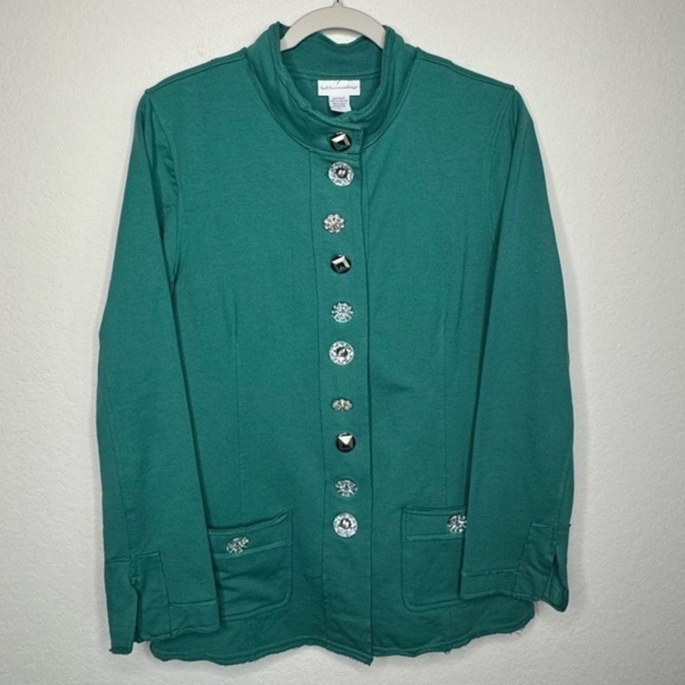 Soft Surroundings Green Jacket with Statement Buttons- Sz L‎